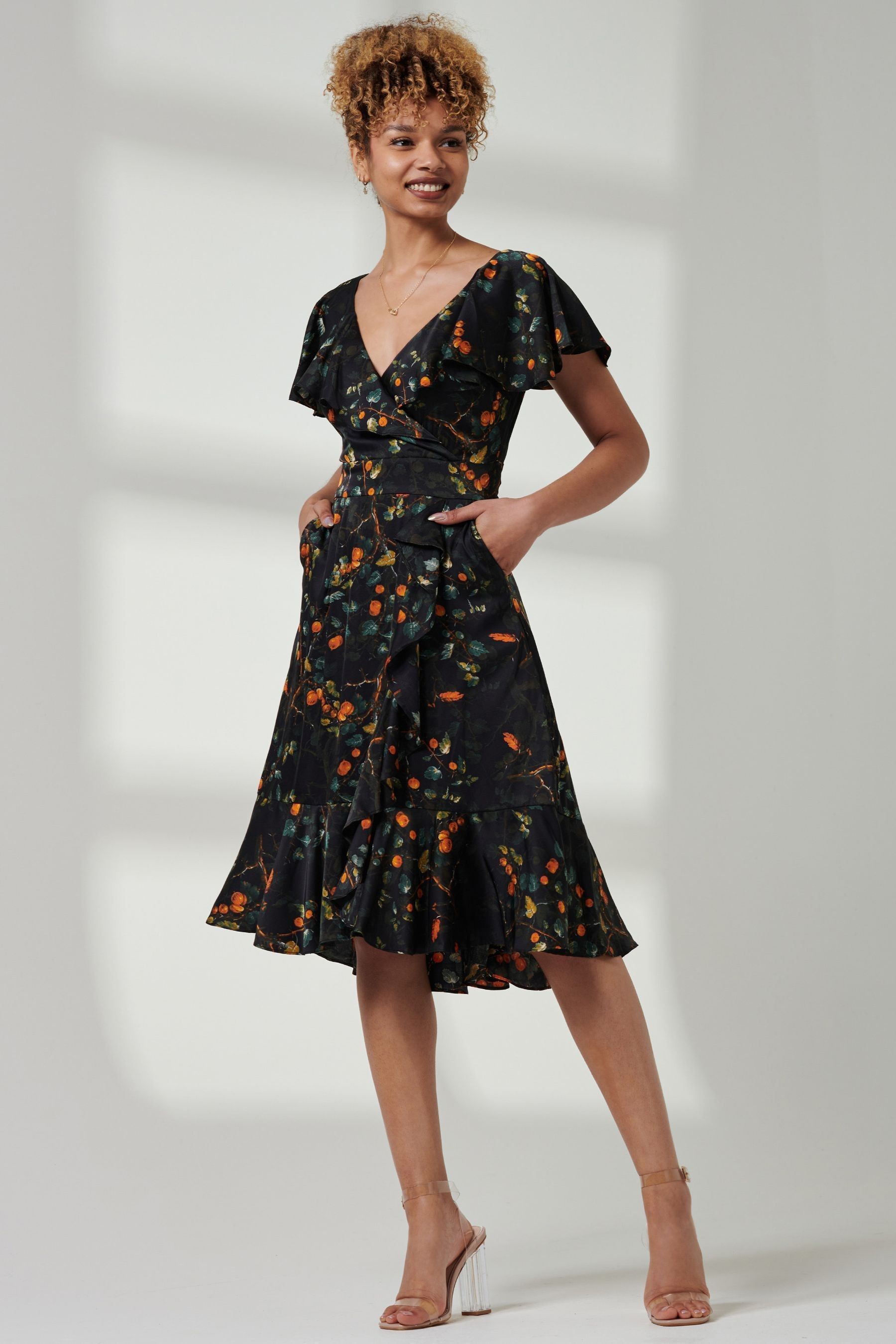 Buy Jolie Moi Black Deep Plunge V Neck Midi Dress from Next Austria