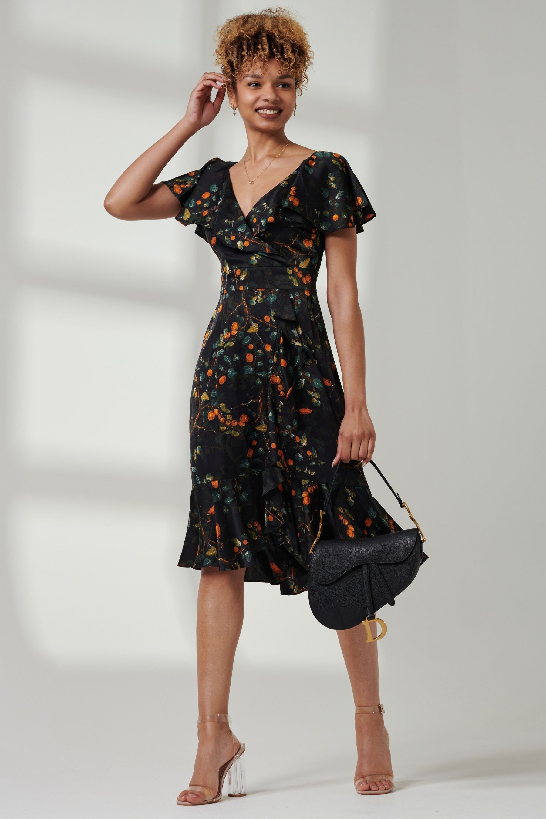 Buy Jolie Moi Black Deep Plunge V Neck Midi Dress from Next Luxembourg