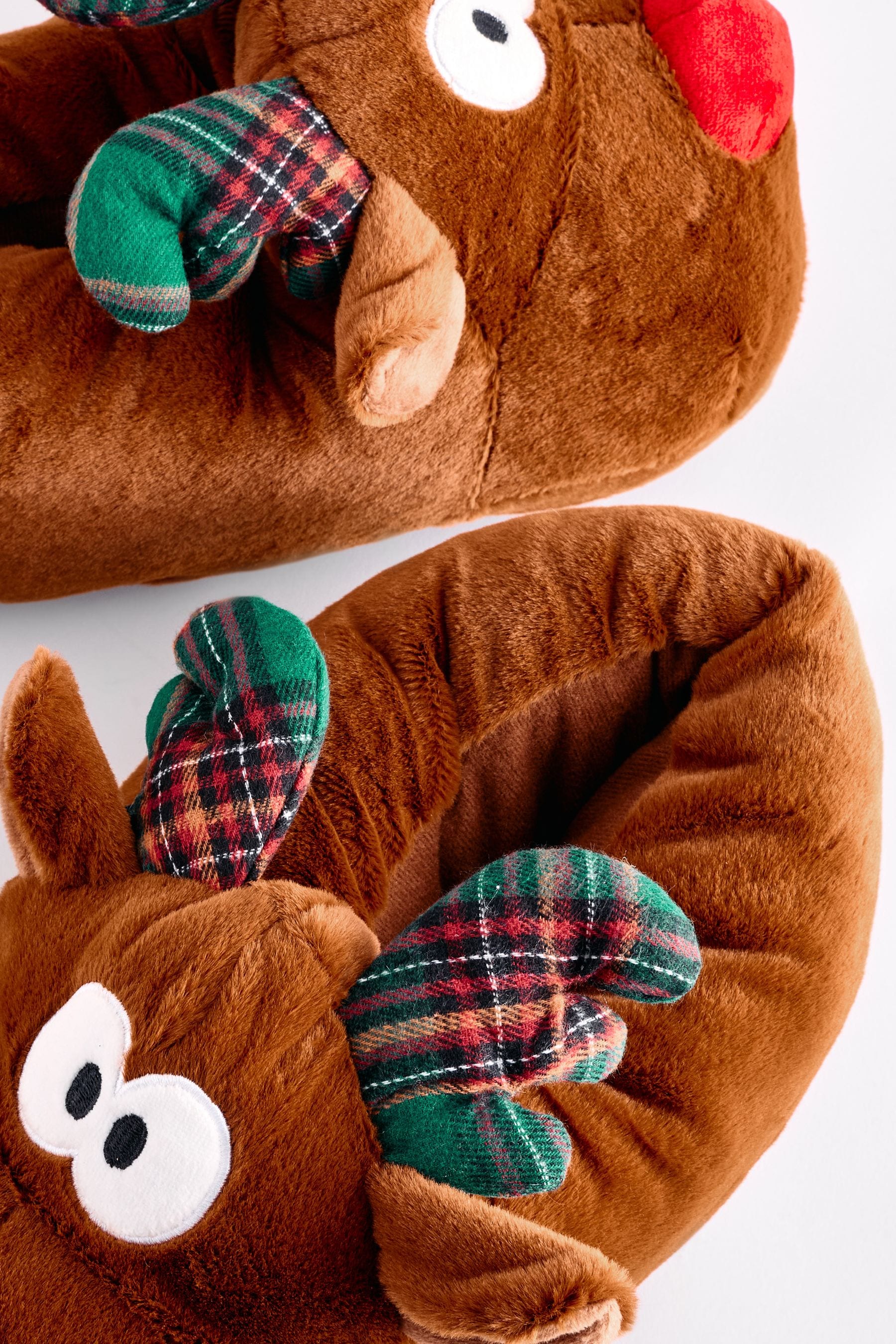 Buy Brown Reindeer Christmas Slippers from the Next UK online shop