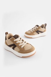 Tan Brown Wide Fit (G) Elastic Lace Trainers - Image 1 of 5