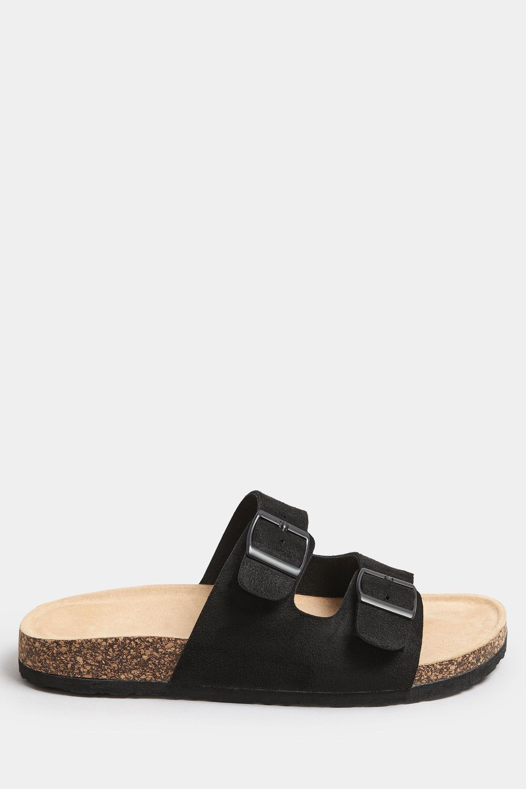 Buy Yours Curve Black Faux Suede Buckle Strap Footbed Sandals In Extra Wide EEE Fit from Next Canada