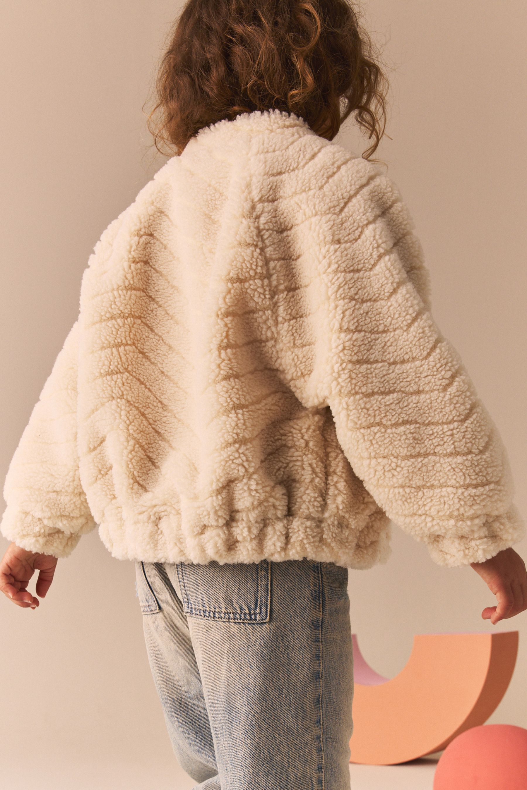 Cream borg jacket hot sale