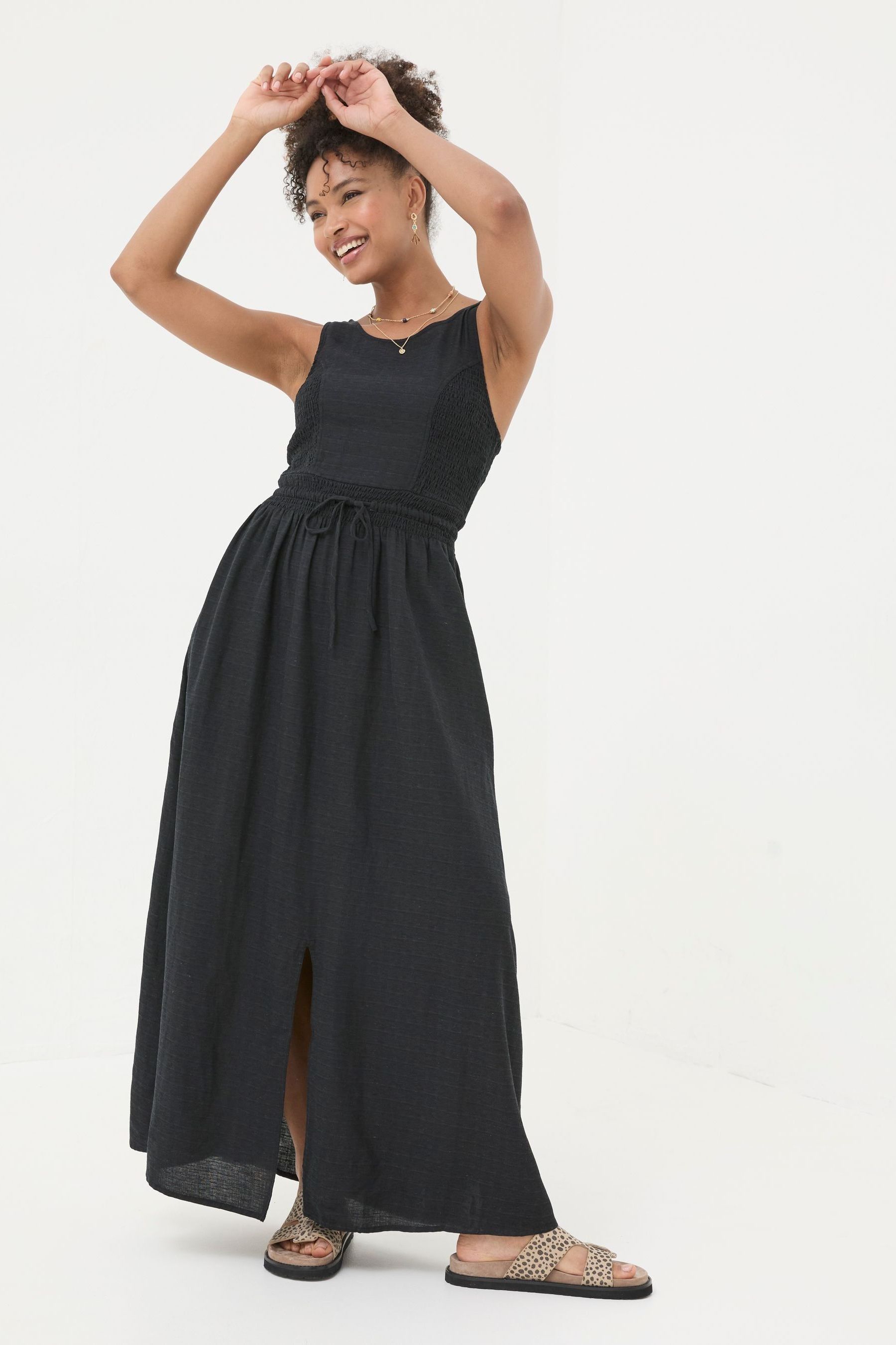 Buy FatFace Carmen Black Maxi Dress With Linen from Next Canada