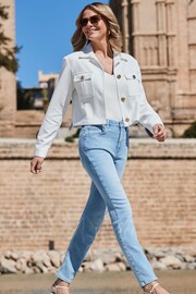 Sosandar White Tailored Jacket With Gold Button Detail - Image 2 of 5
