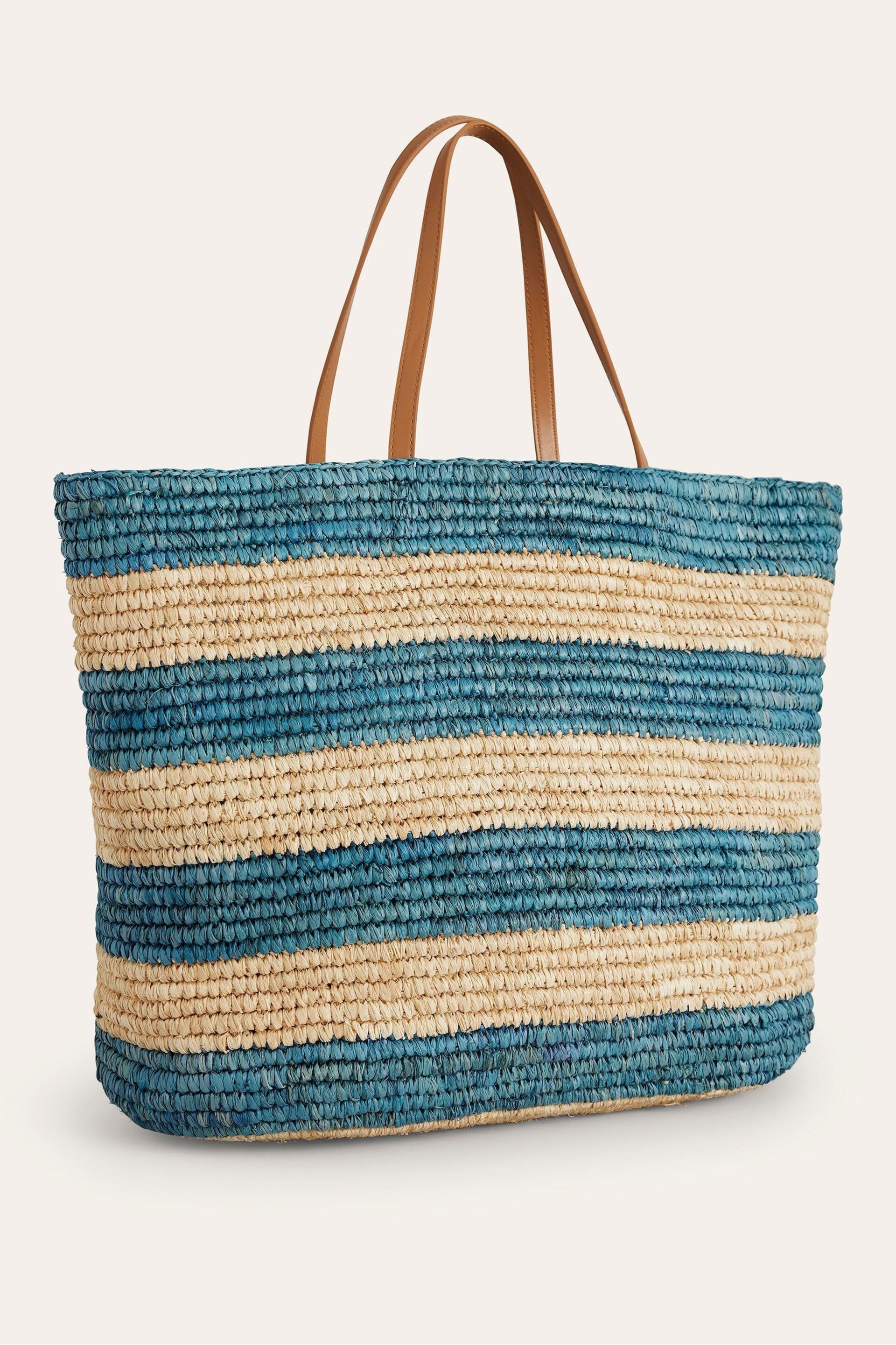 Boden Blue Raffia Tote Bag - Image 2 of 3