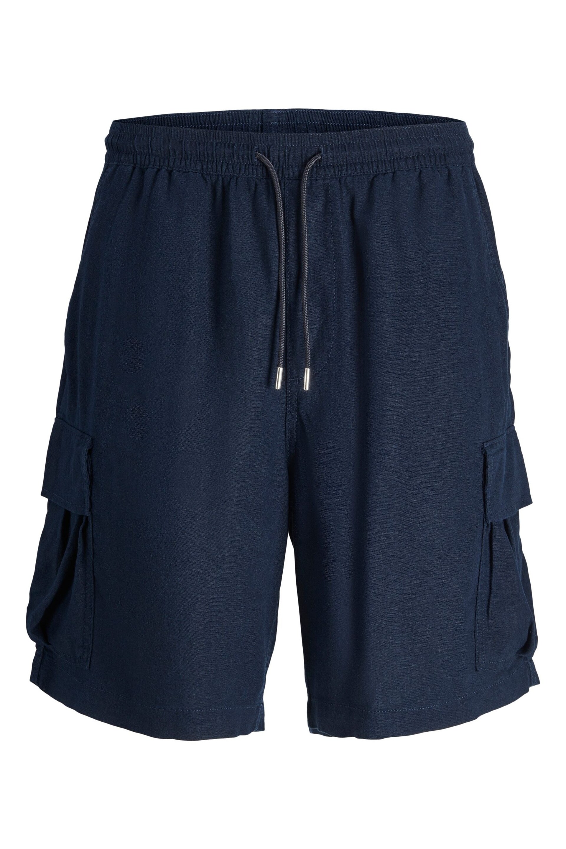 JACK & JONES JUNIOR Loose Fit Blue Linen Mix Cargo Shorts - Image 7 of 8