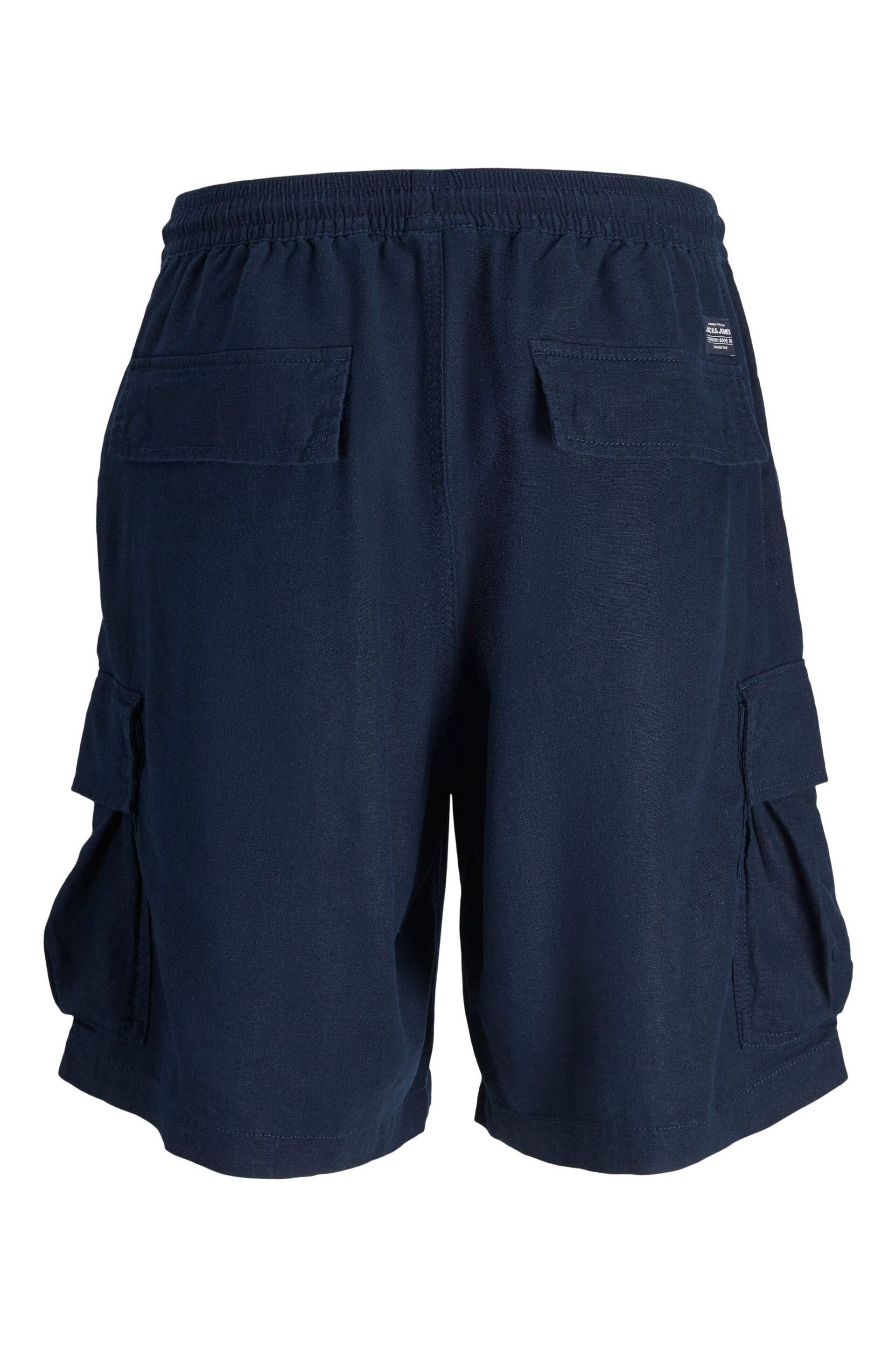 JACK & JONES JUNIOR Loose Fit Blue Linen Mix Cargo Shorts - Image 8 of 8