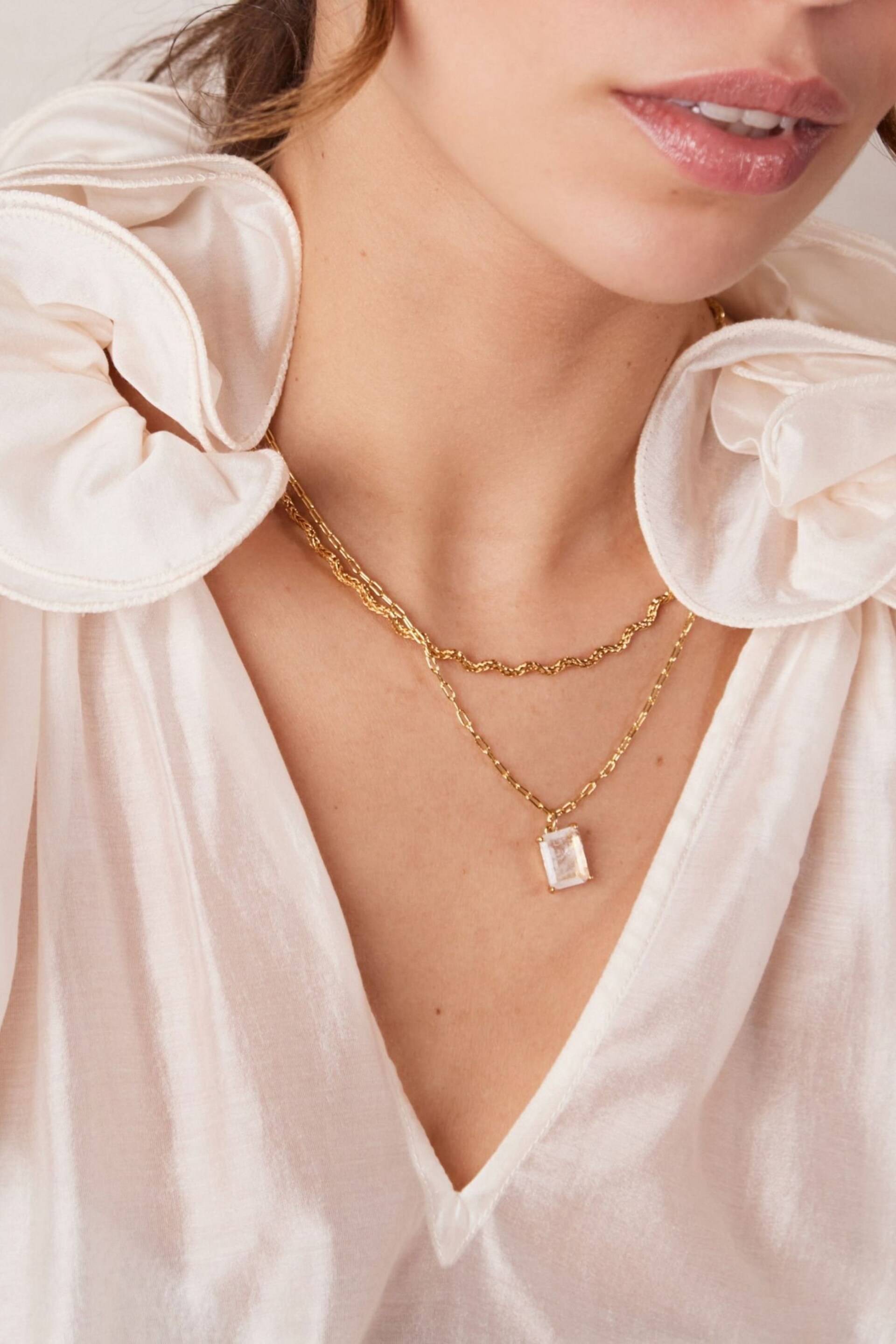 Orelia London 18k Gold Plating Semi Precious Claw Set Necklace - Image 3 of 3