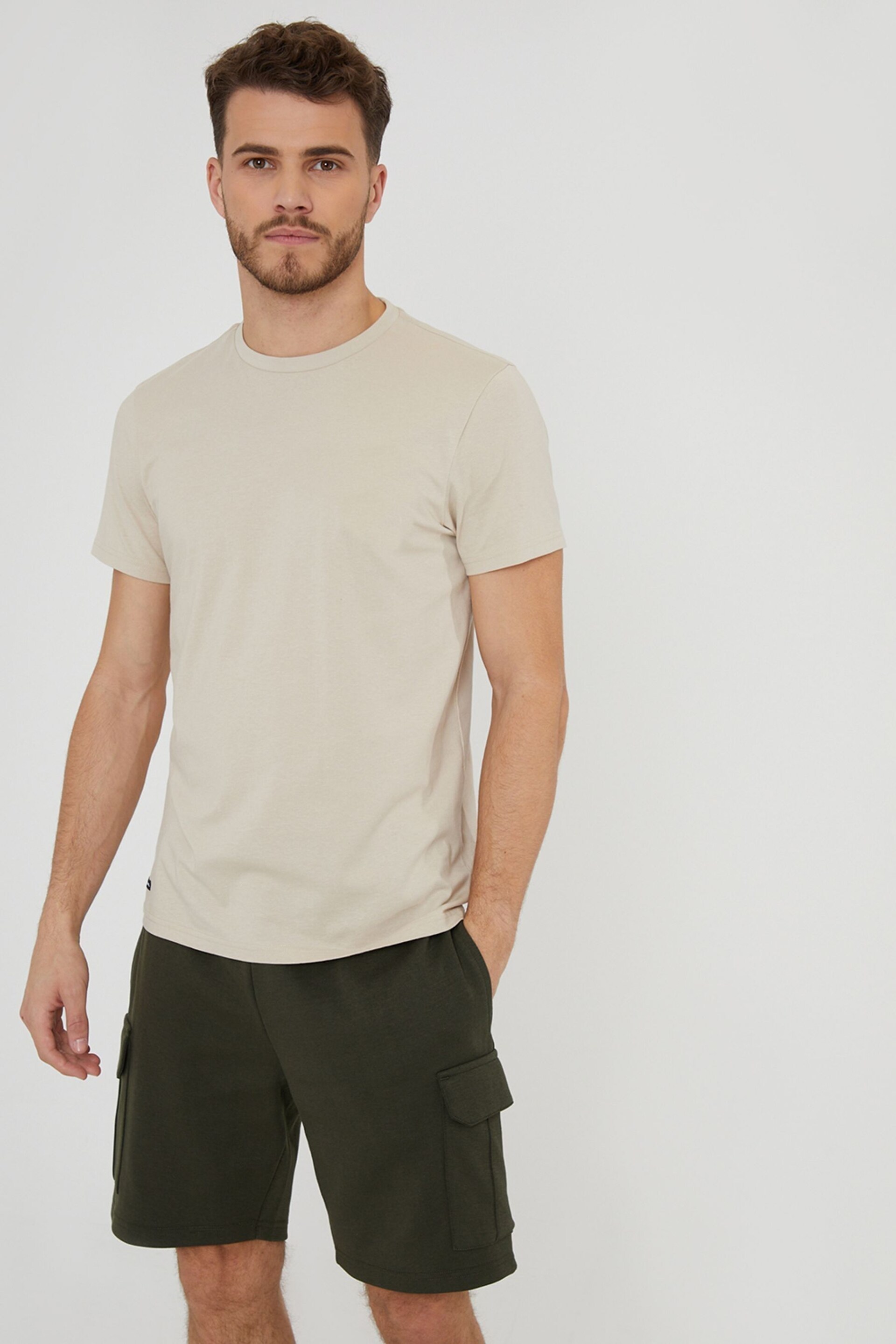 Threadbare Khaki Cargo Pocket Sweat Shorts - Image 1 of 4