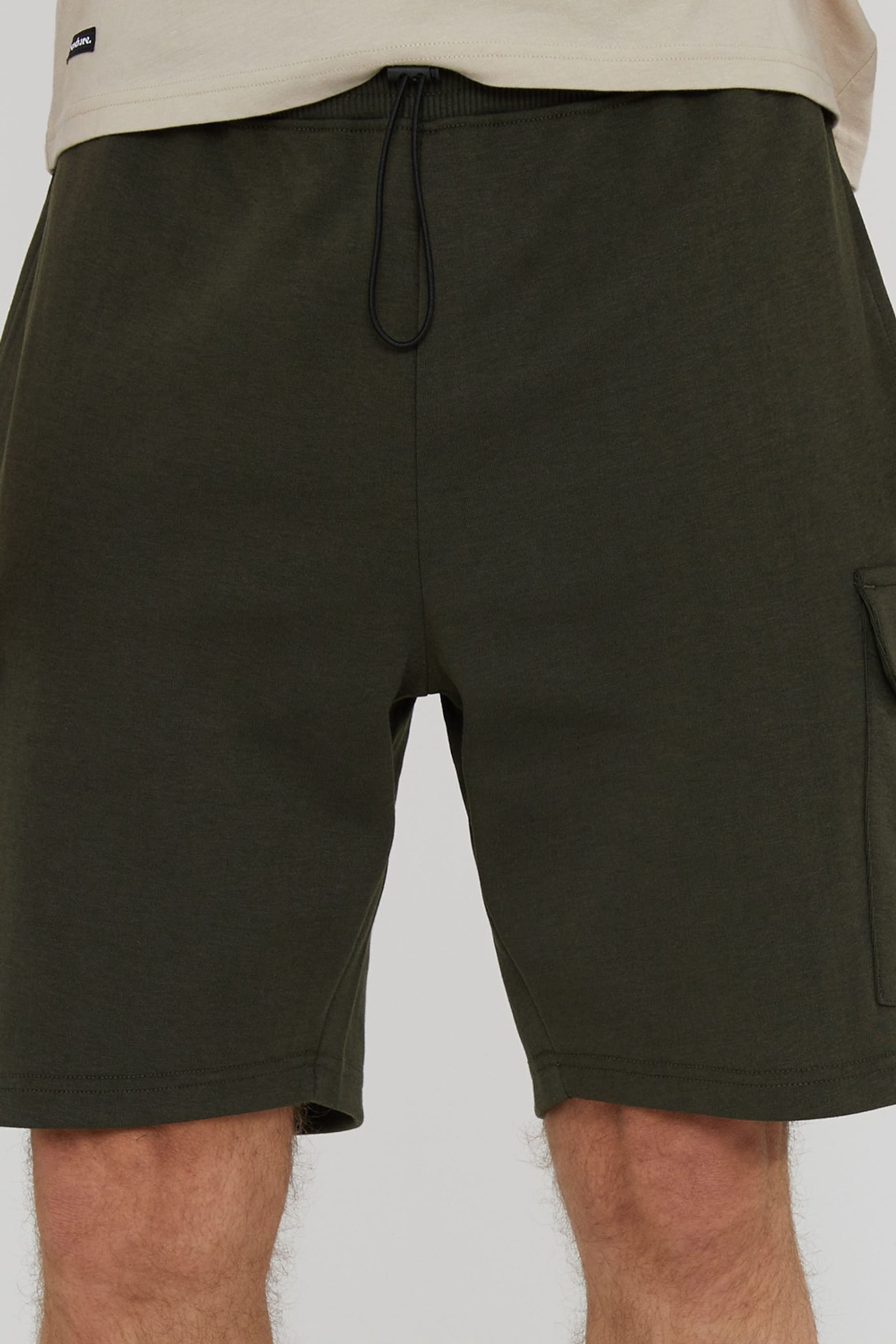 Threadbare Khaki Cargo Pocket Sweat Shorts - Image 4 of 4