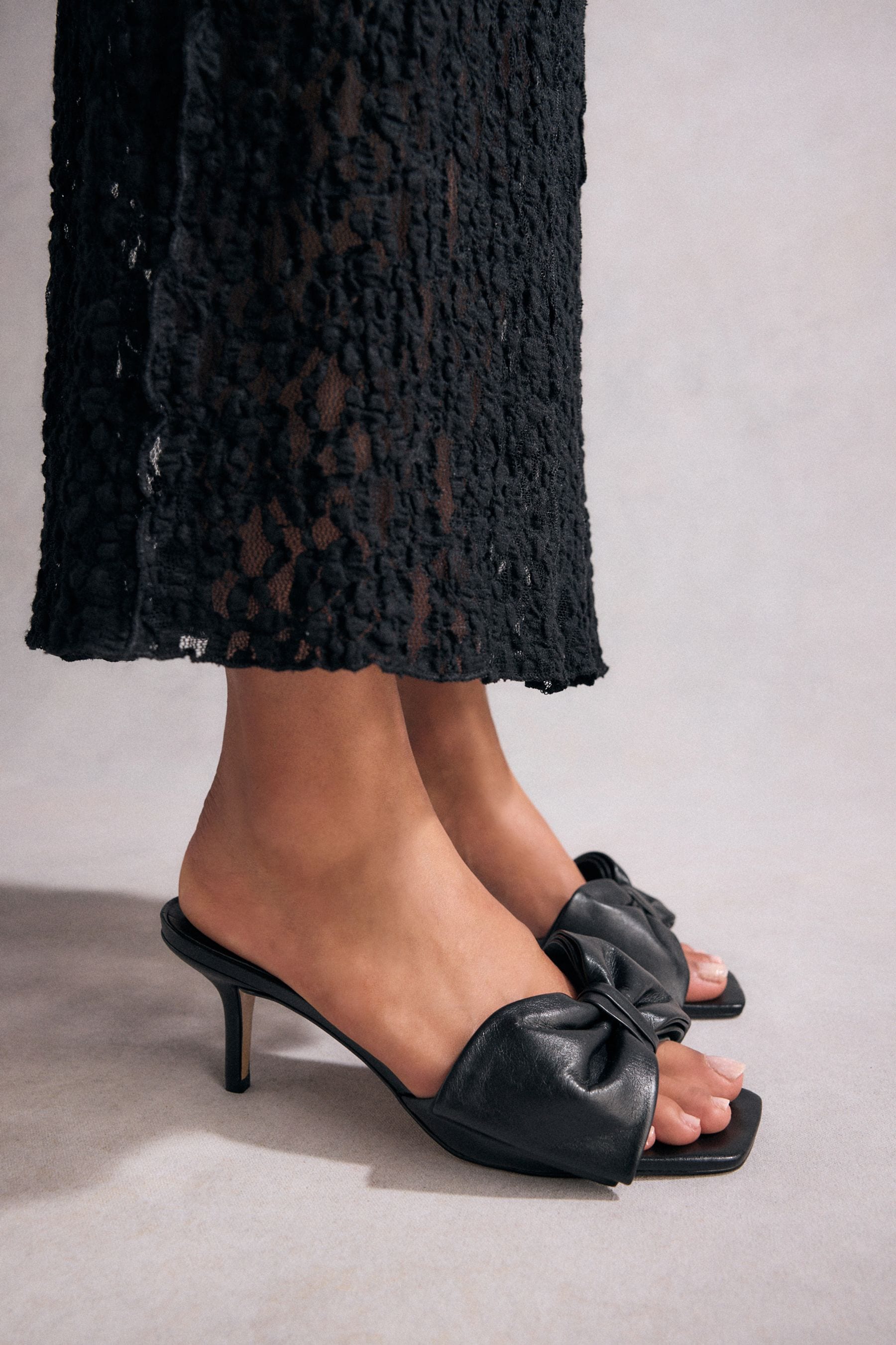 Buy Black Tabitha Simmons Joelle Leather Bow Mules from Next Belgium