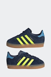 adidas Originals Navy/Yellow Gazelle Trainers - Image 3 of 11