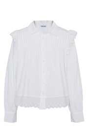 Another Sunday Pintuck Detail Lace Trim White 100% Cotton Shirt - Image 4 of 6