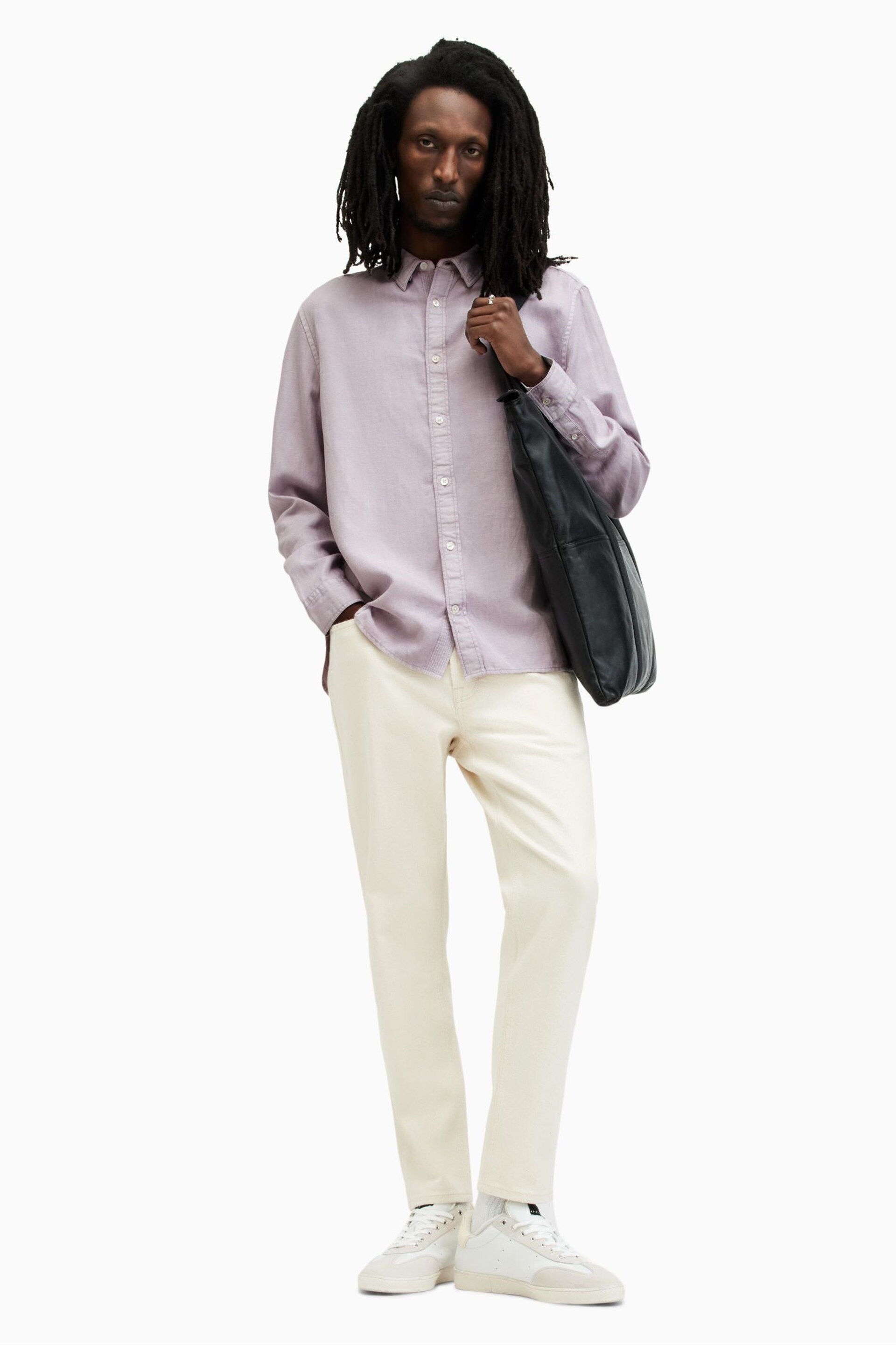 AllSaints Purple Laguna Long Sleeve Shirt - Image 4 of 6