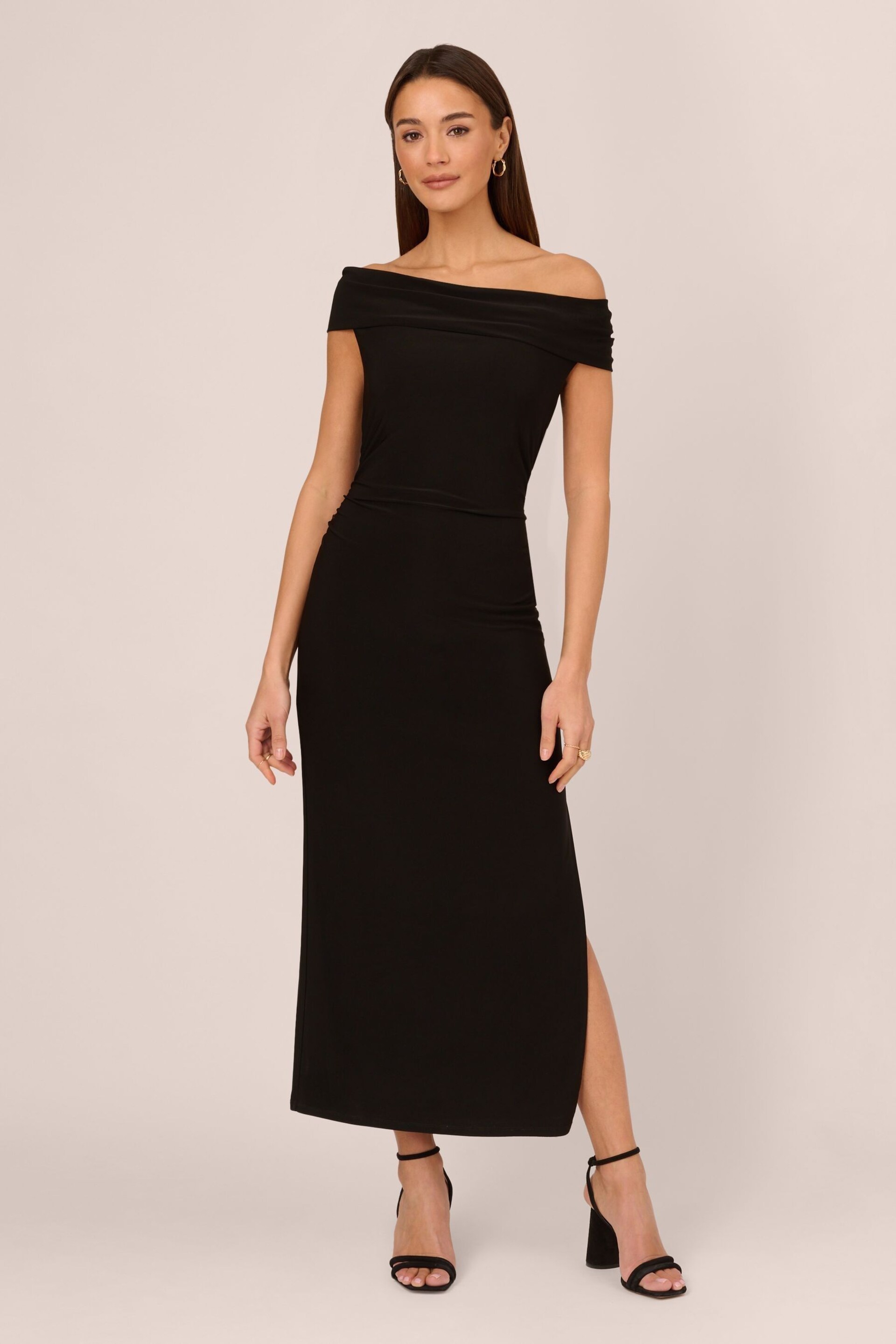 Adrianna Papell Matte Jersey Long Black Dress - Image 1 of 7