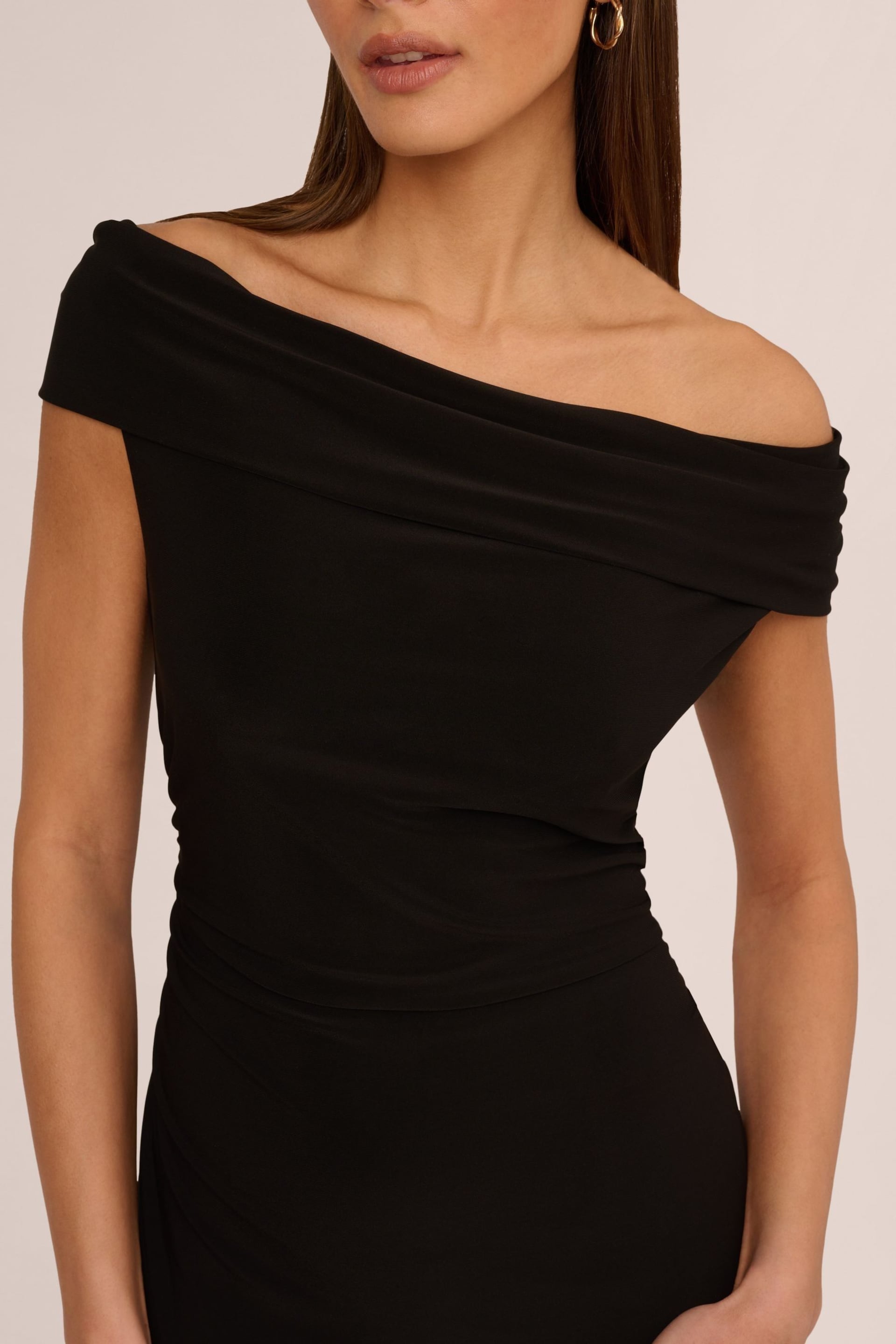 Adrianna Papell Matte Jersey Long Black Dress - Image 5 of 7