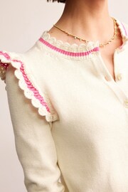 Boden Cream Crochet Frill Detail Cardigan - Image 2 of 6