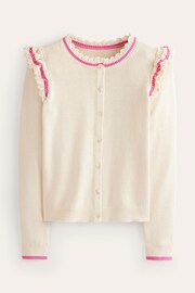 Boden Cream Crochet Frill Detail Cardigan - Image 5 of 6