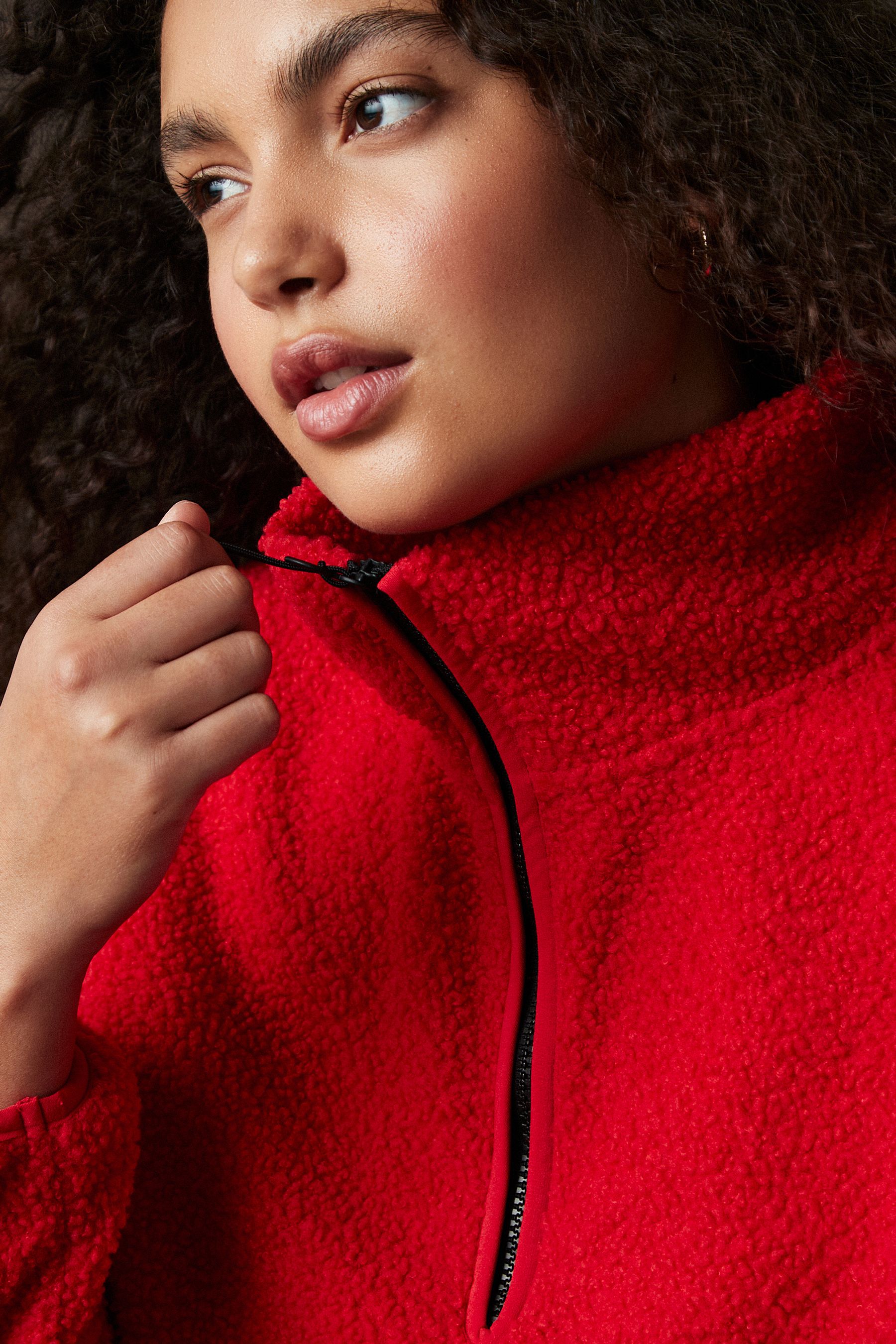 Red Teddy Borg Cosy Longline Quarter Zip Fleece
