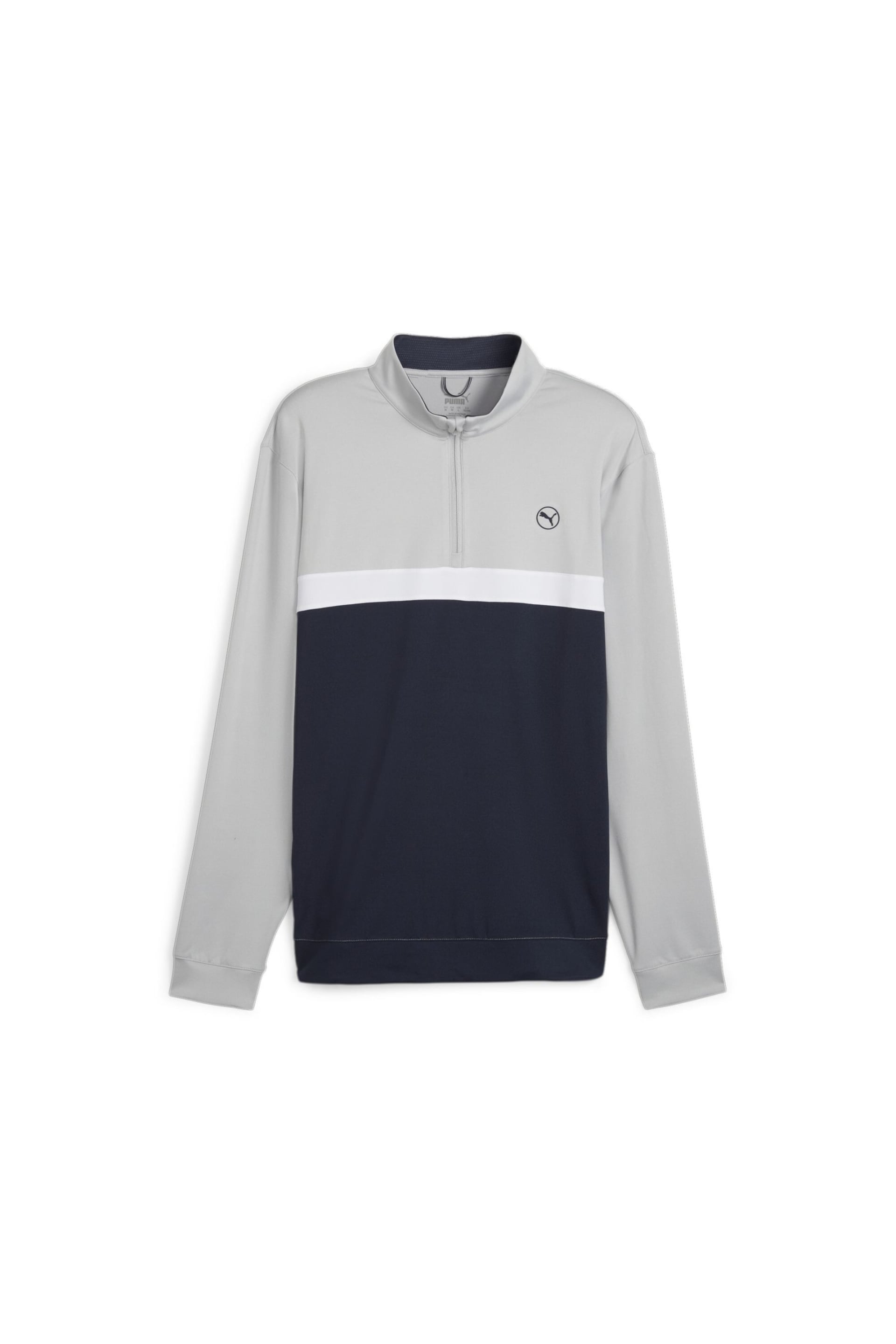 Puma Grey Pure Colourblock Golf Quarter-Zip Mens Top - Image 5 of 6