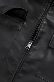 Black EDIT Faux Leather Harrington Jacket - Image 11 of 12