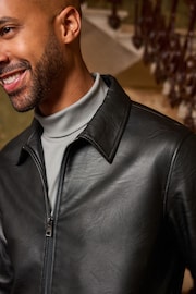 Black EDIT Faux Leather Harrington Jacket - Image 6 of 12