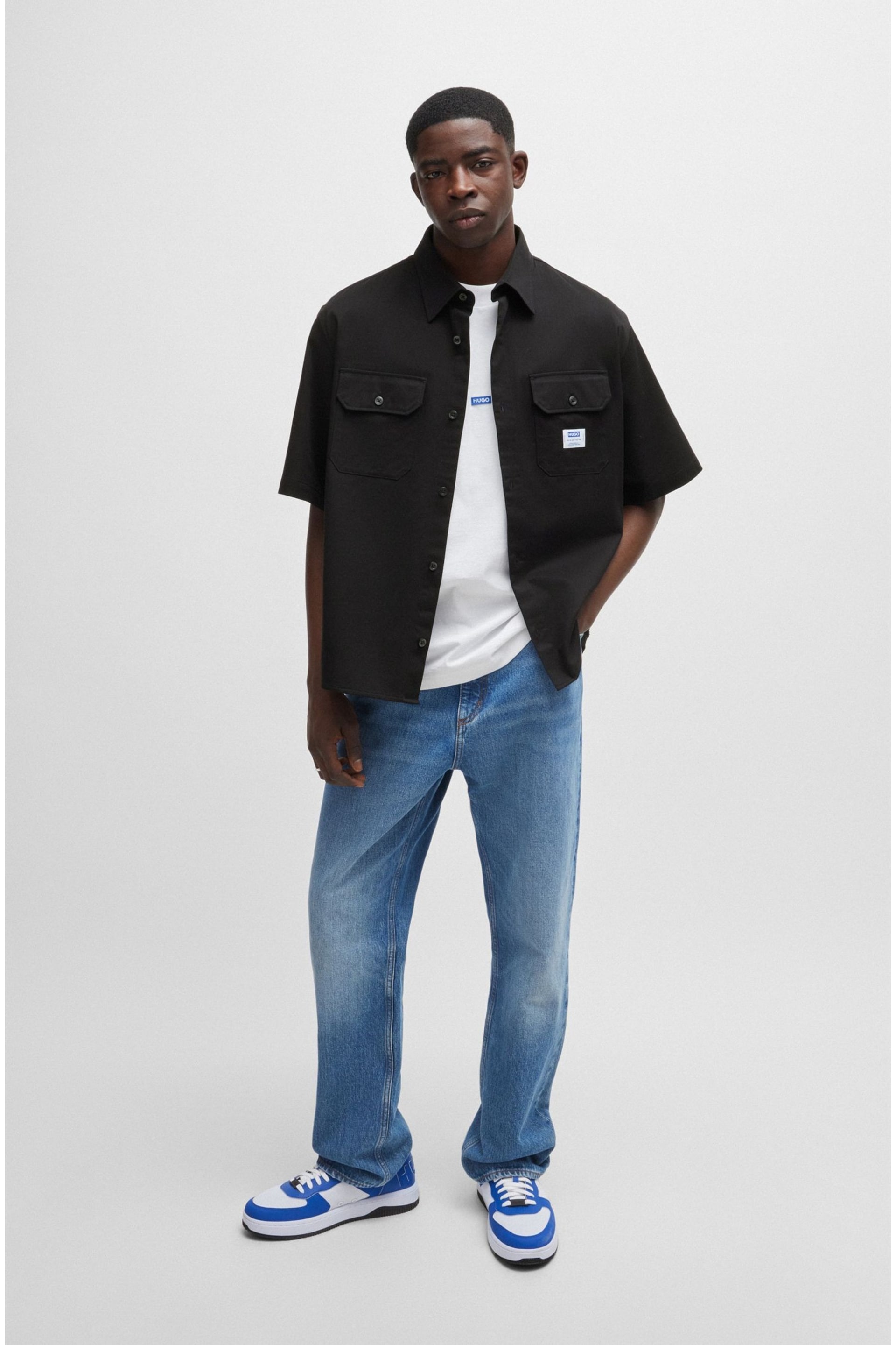 HUGO Loose Fit Cotton Twill Logo Patch Shirt - Image 2 of 6