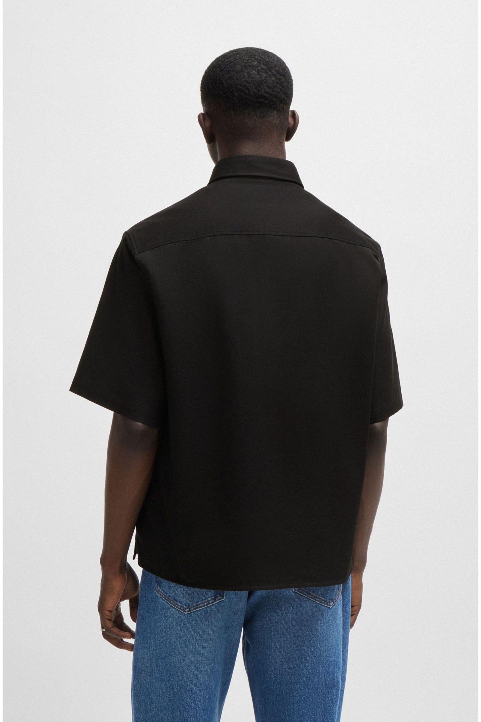 HUGO Loose Fit Cotton Twill Logo Patch Shirt - Image 3 of 6