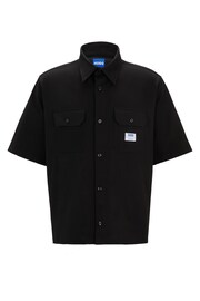 HUGO Loose Fit Cotton Twill Logo Patch Shirt - Image 6 of 6