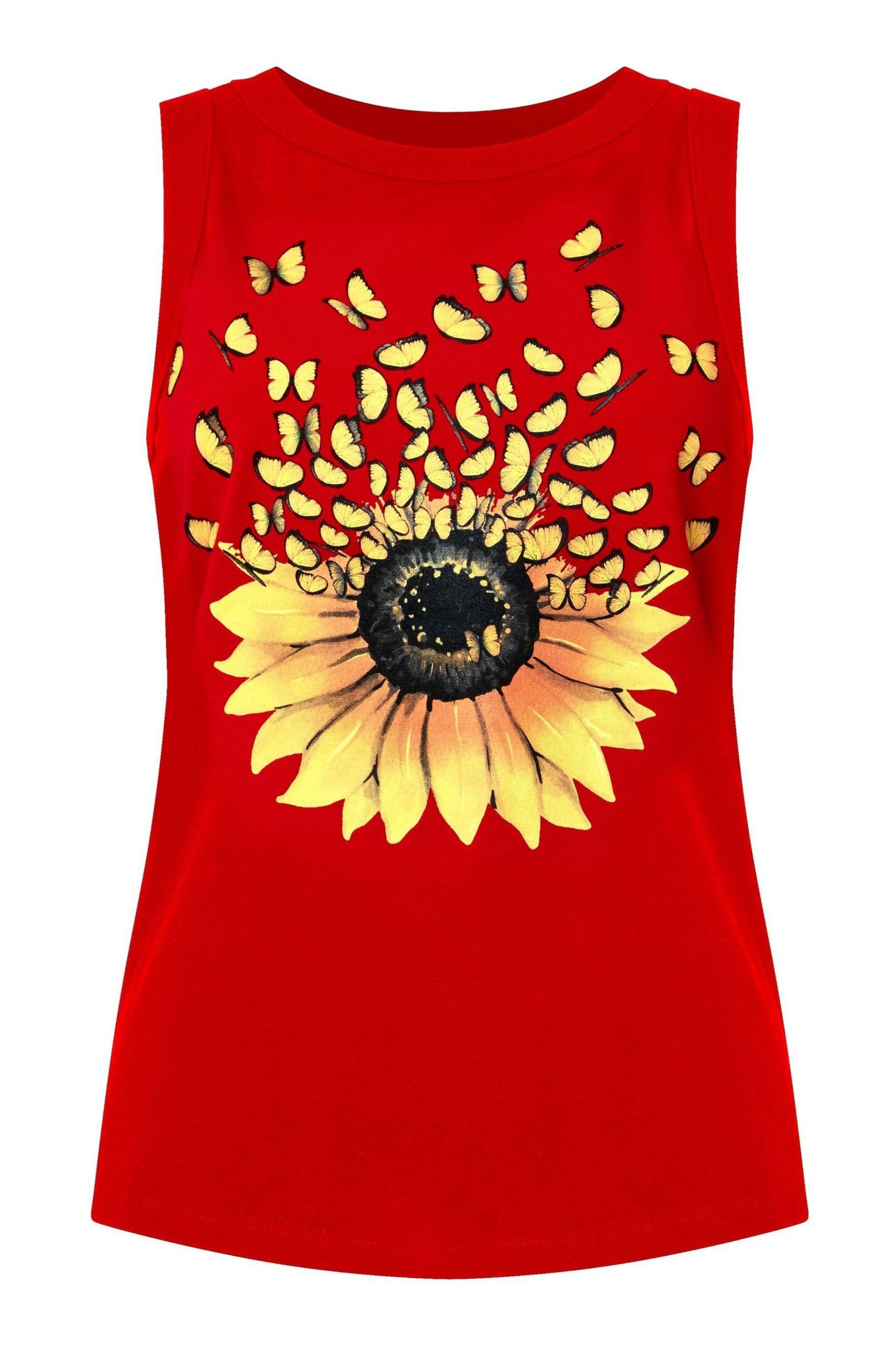 Joe Browns Red Sunflower Print Scoop Neck Vest - Image 6 of 6