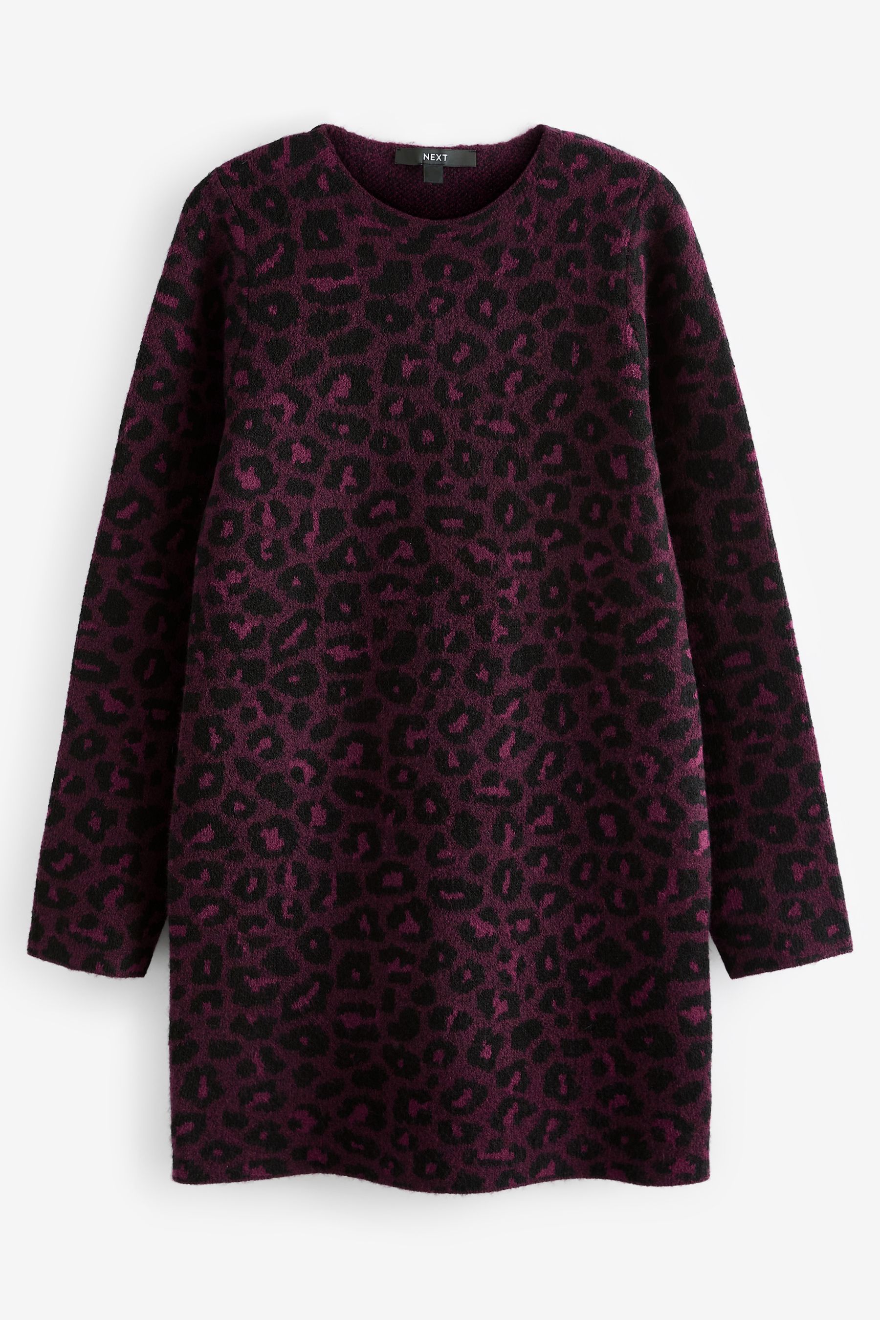 Buy Red Berry Leopard Animal Print Long Sleeve Short Knitted Shift Jumper Dress from the Next UK online shop