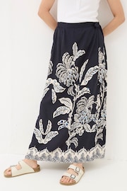 FatFace Blakely Blue Damask Placement Midi Skirt - Image 3 of 5