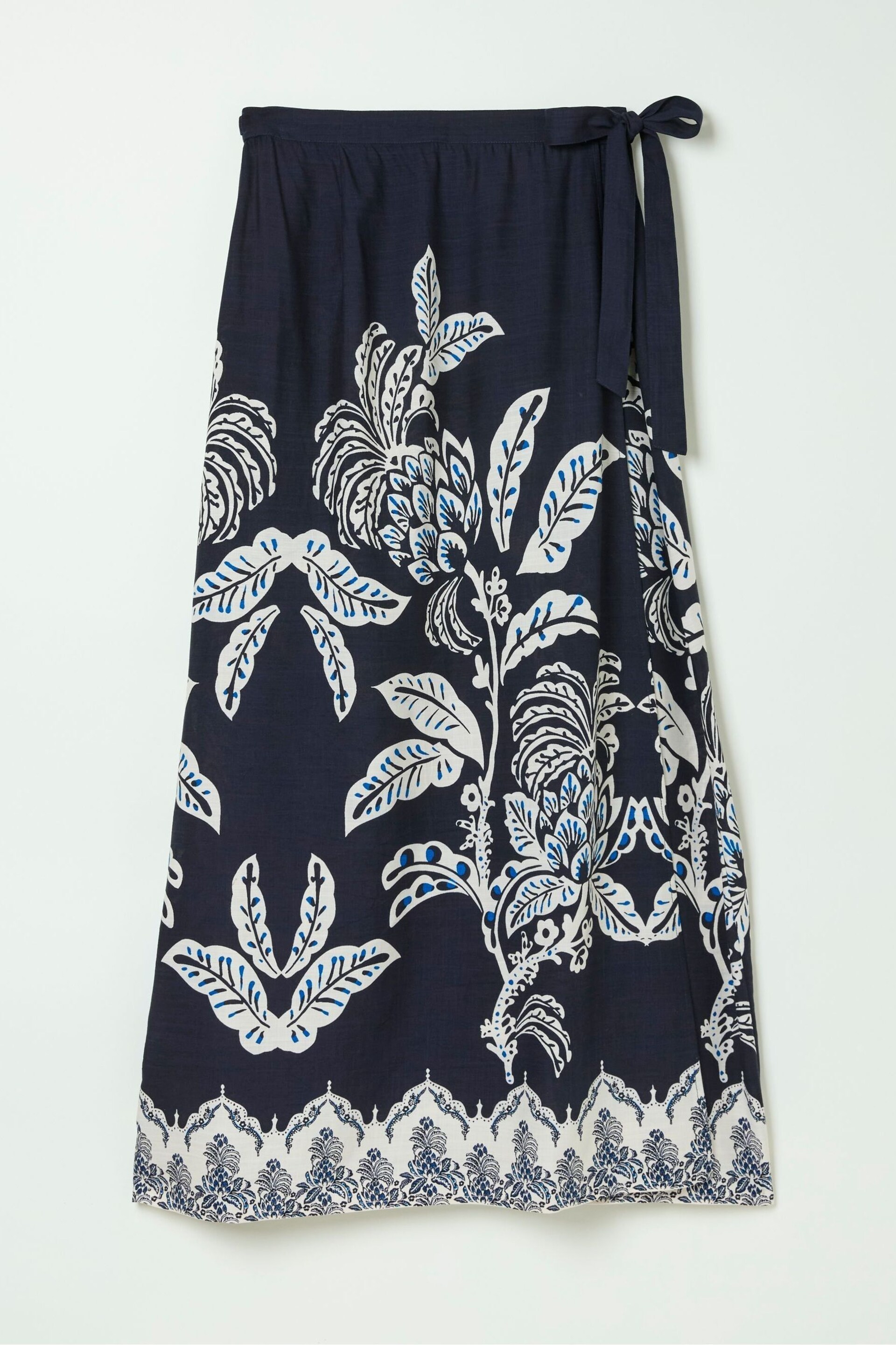 FatFace Blue Blakely Damask Placement Midi Skirt - Image 5 of 5