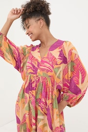 FatFace Orange Jocelyn Tropical Floral Midi Dress - Image 4 of 7