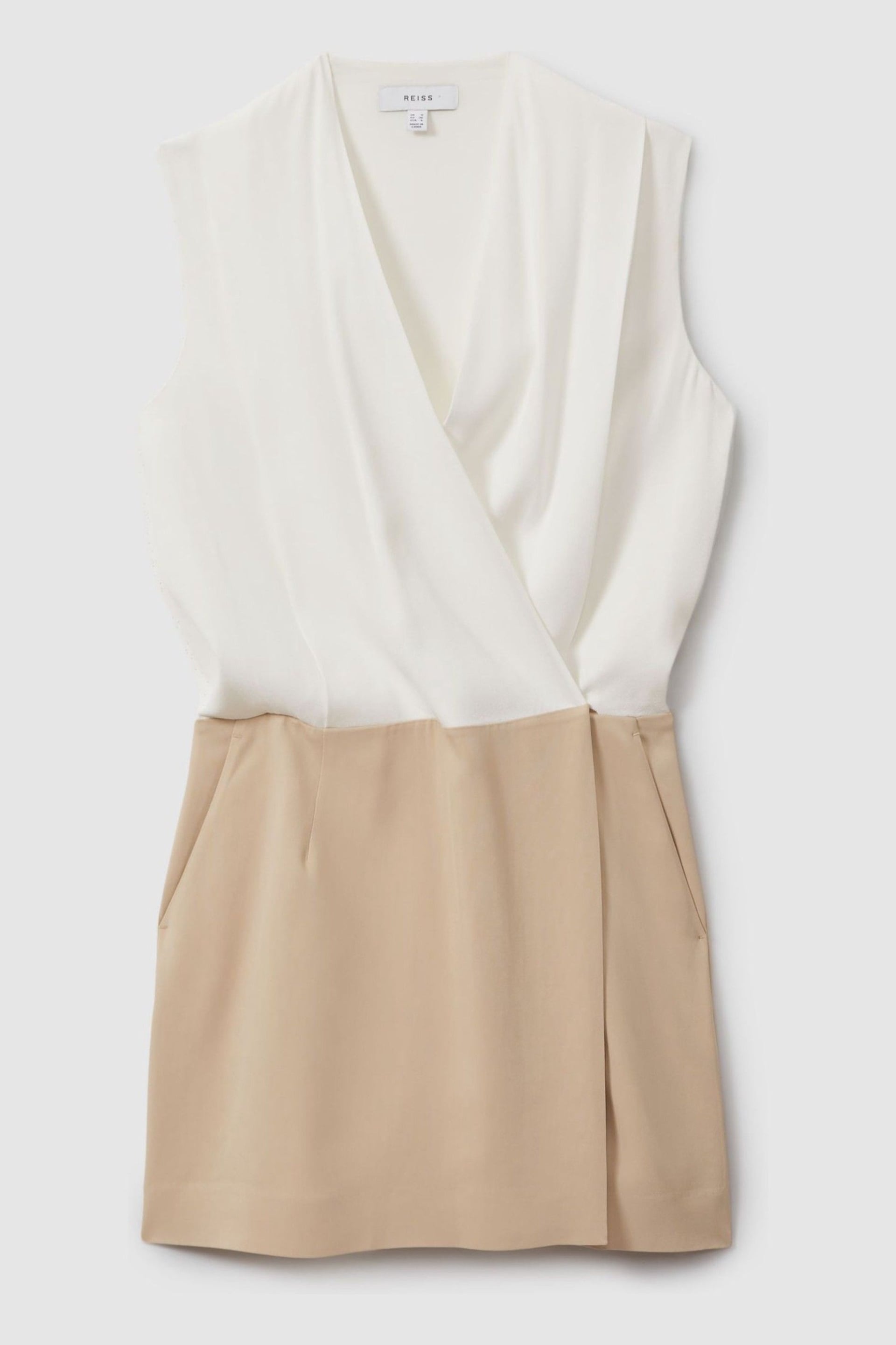 Reiss Nude/Ivory Vie Wrap-Front Shift Dress - Image 2 of 6