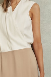 Reiss Nude/Ivory Vie Wrap-Front Shift Dress - Image 4 of 6