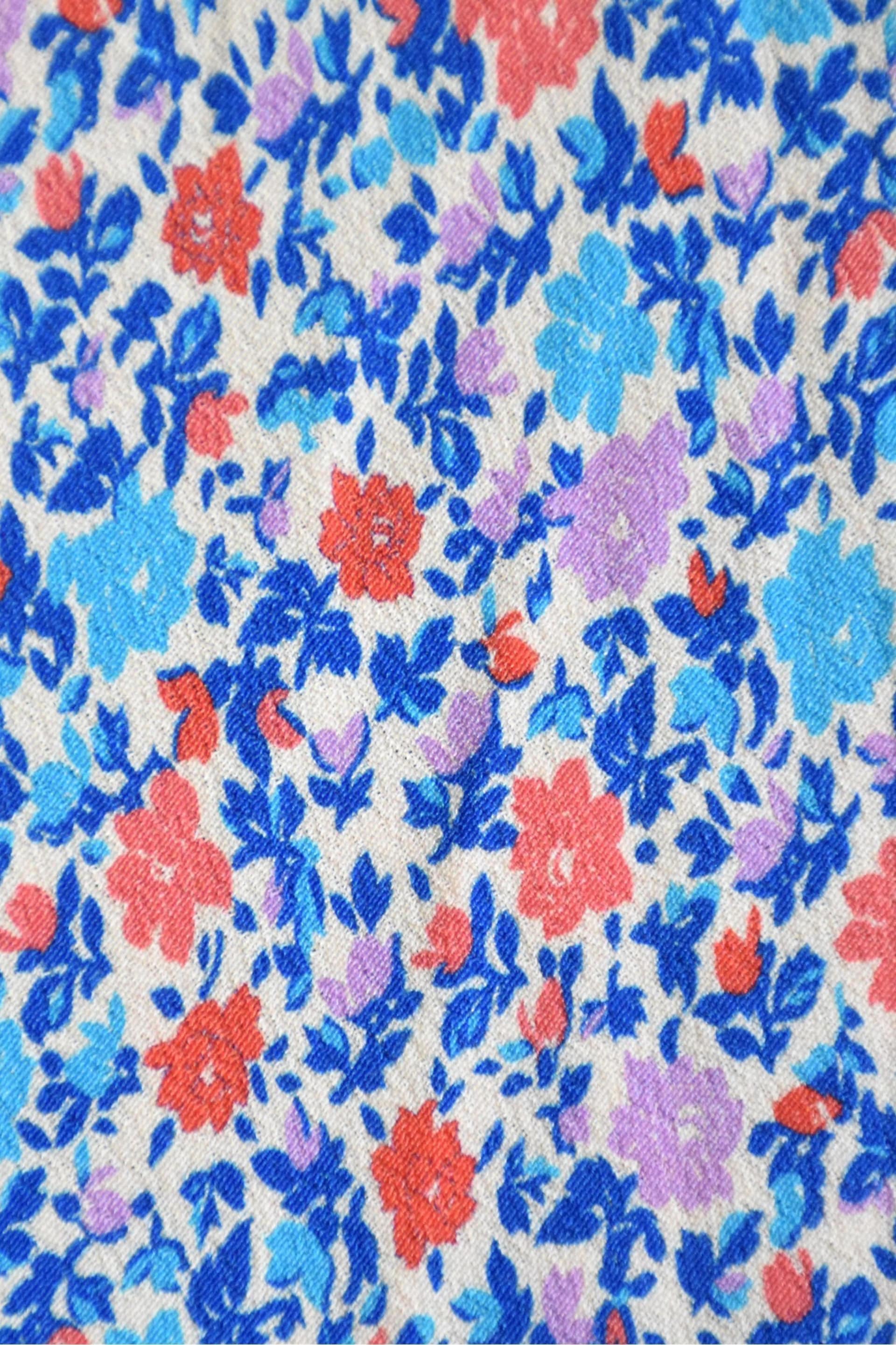 Ro&Zo Petite Blue Ditsy Print Shirred Cuff Midi Dress - Image 5 of 5