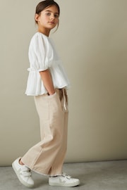 Reiss Cream Emilie Junior Textured Lace Trim Trousers - Image 1 of 4