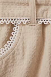 Reiss Cream Emilie Junior Textured Lace Trim Trousers - Image 4 of 4