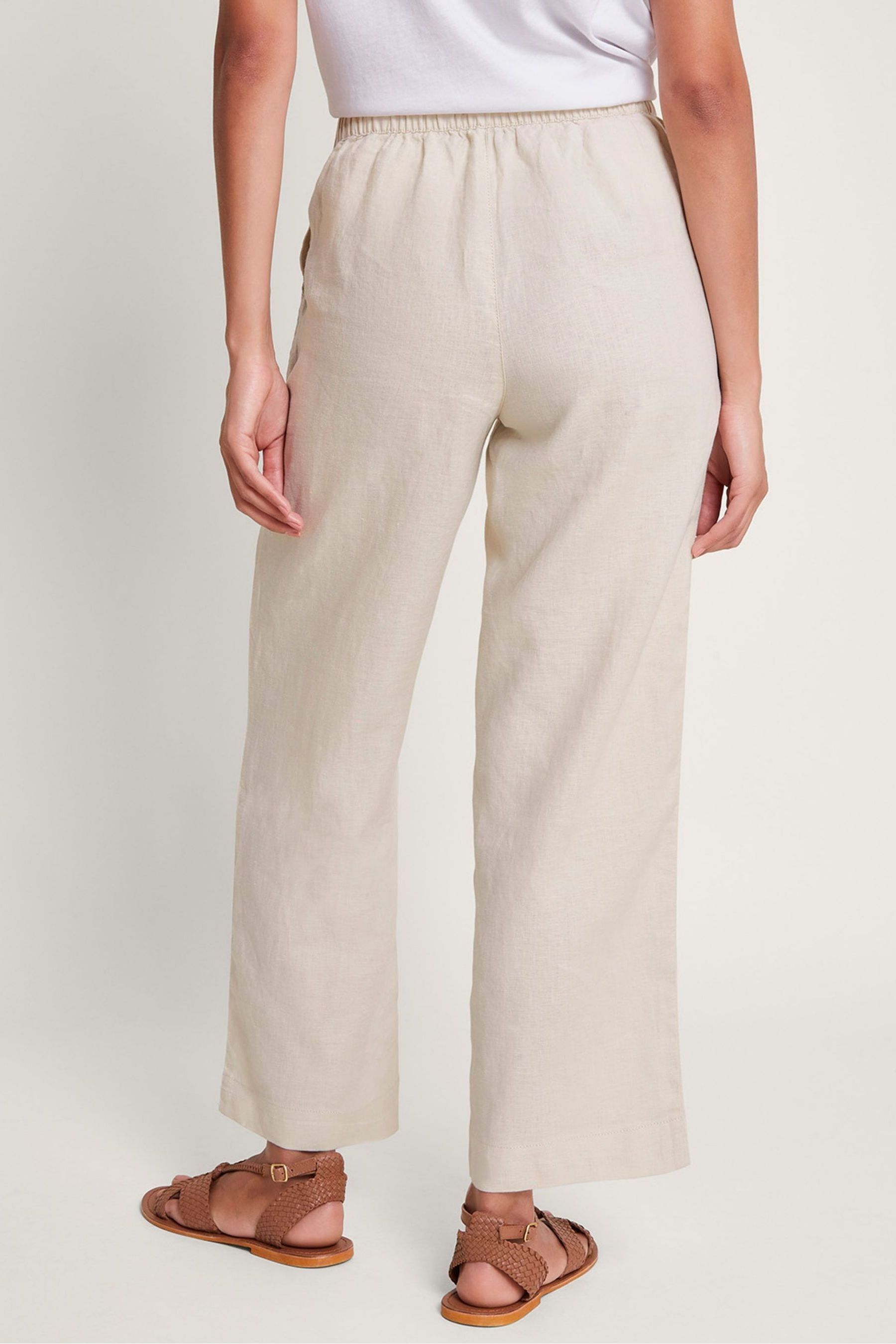 Buy Monsoon Natural Parker Linen Crop Trousers from Next United Arab Emirates