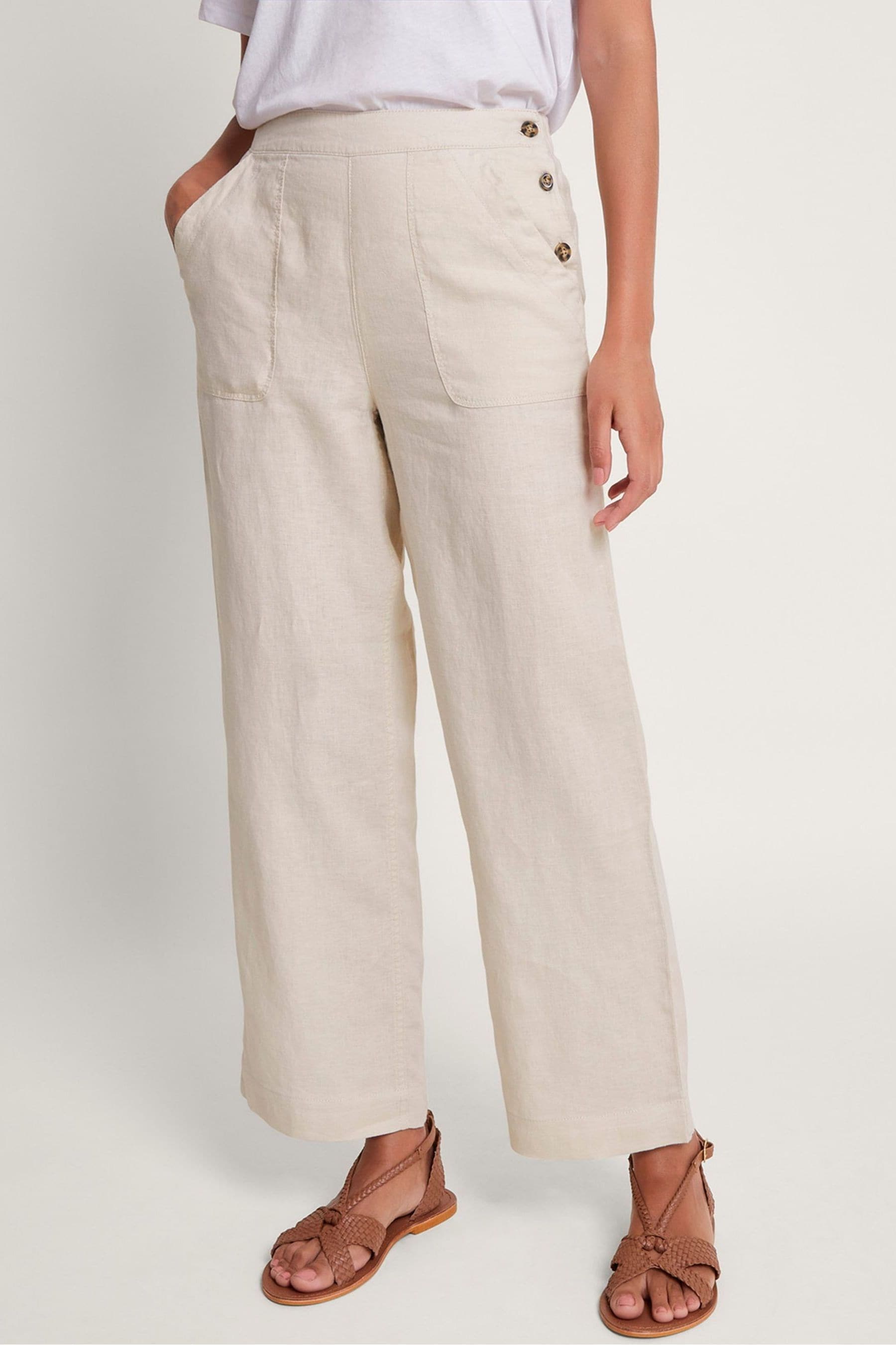 Buy Monsoon Natural Parker Linen Crop Trousers from Next United Arab Emirates