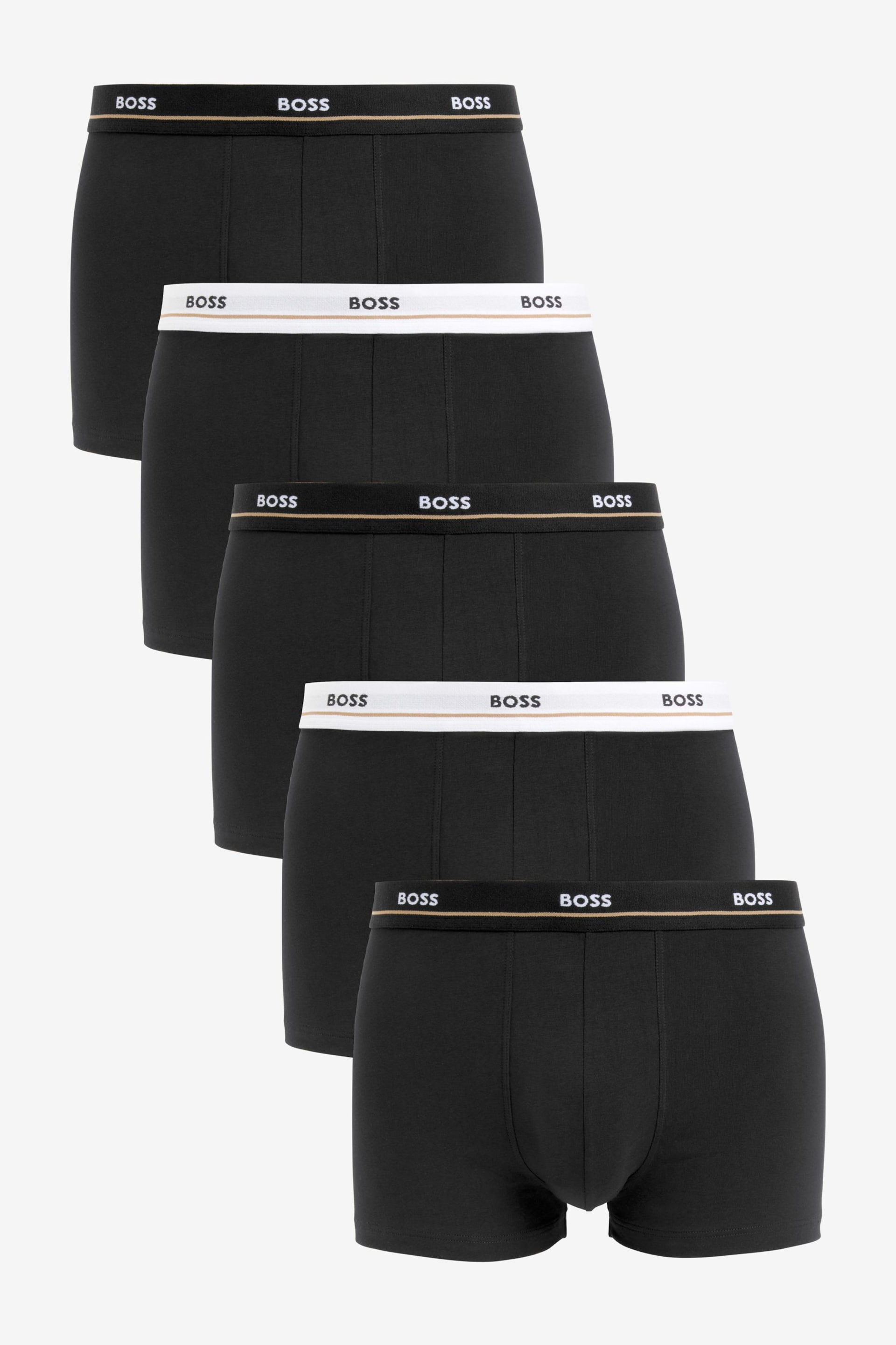 BOSS Black Stretch Cotton Logo Waistband 5-Pack Boxer Trunks - Image 1 of 2