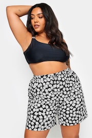 Yours Curve Black Abstract Print Swim Shorts - Image 1 of 5