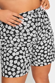 Yours Curve Black Abstract Print Swim Shorts - Image 4 of 5