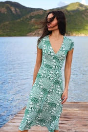 Boden Green Joanna Cap Sleeve Wrap Dress - Image 1 of 6