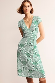 Boden Green Joanna Cap Sleeve Wrap Dress - Image 2 of 6