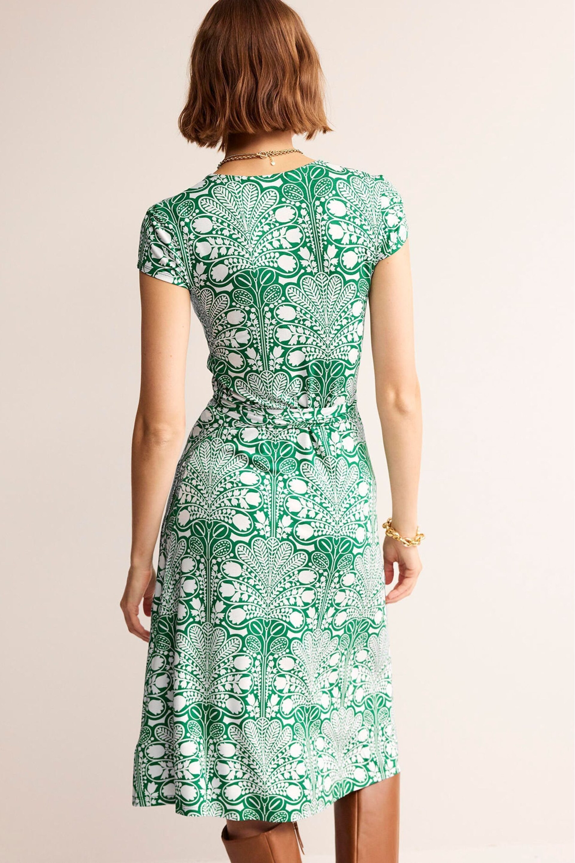 Boden Green Joanna Cap Sleeve Wrap Dress - Image 3 of 6