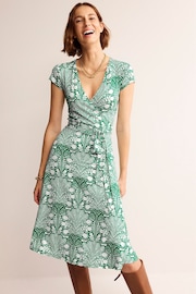 Boden Green Joanna Cap Sleeve Wrap Dress - Image 4 of 6