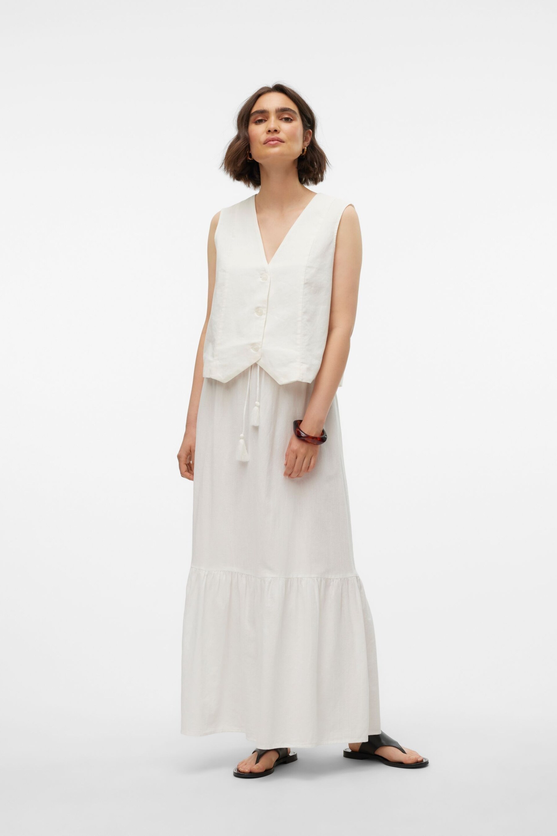 VERO MODA White Tiered Summer Maxi Skirt - Image 3 of 6