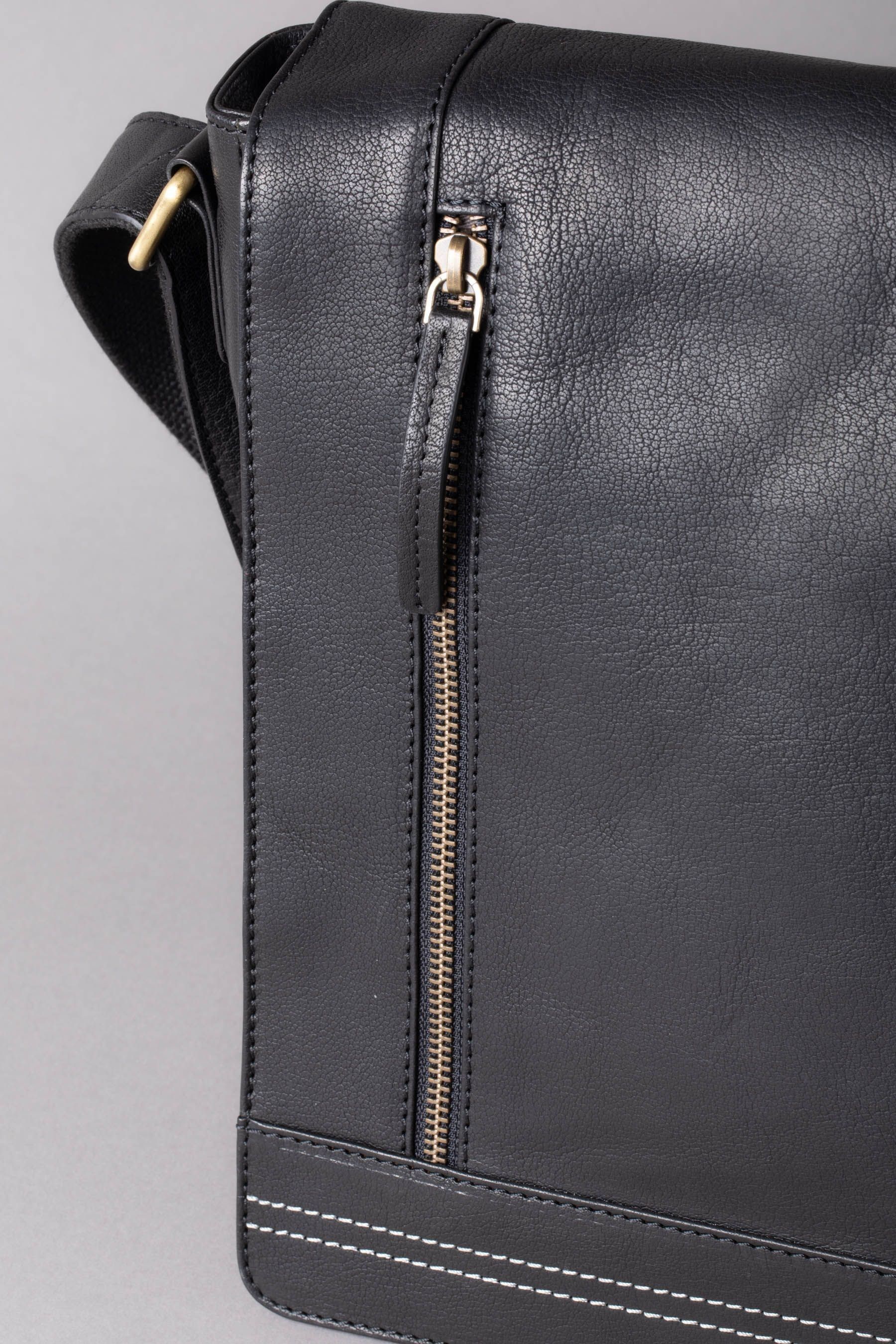 Buy Lakeland Leather Black Large Keswick Leather Messenger Bag from Next Ireland